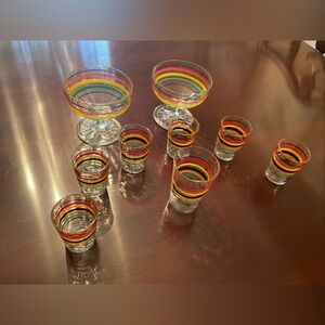 Vintage MCM Anchor Hocking Ring Ding Paneled Dessert & Shot Glasses